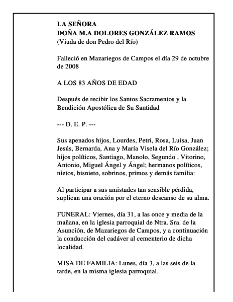 DOÑA M.a DOLORES GONZÁLEZ RAMOS
