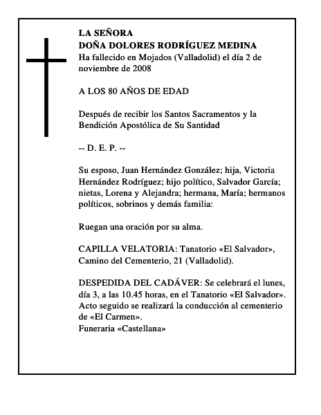 DOÑA DOLORES RODRÍGUEZ MEDINA