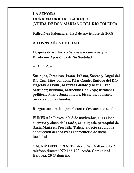 DOÑA MAURICIA CEA ROJO