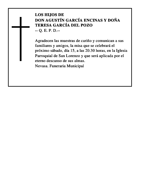 DON AGUSTÍN GARCÍA ENCINAS Y DOÑA TERESA GARCÍA DEL POZO