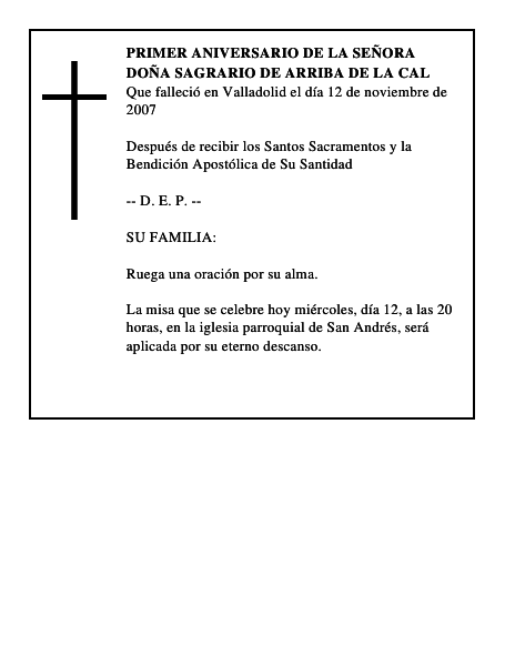 DOÑA SAGRARIO DE ARRIBA DE LA CAL