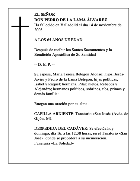 DON PEDRO DE LA LAMA ÁLVAREZ