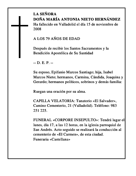 DOÑA MARÍA ANTONIA NIETO HERNÁNDEZ