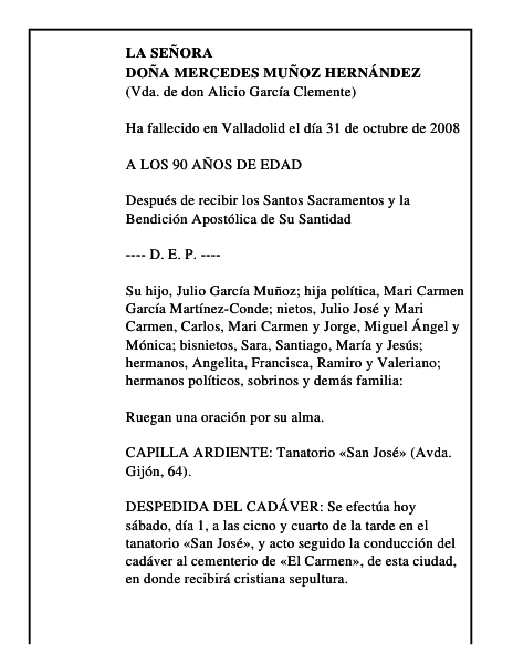 DOÑA MERCEDES MUÑOZ HERNÁNDEZ