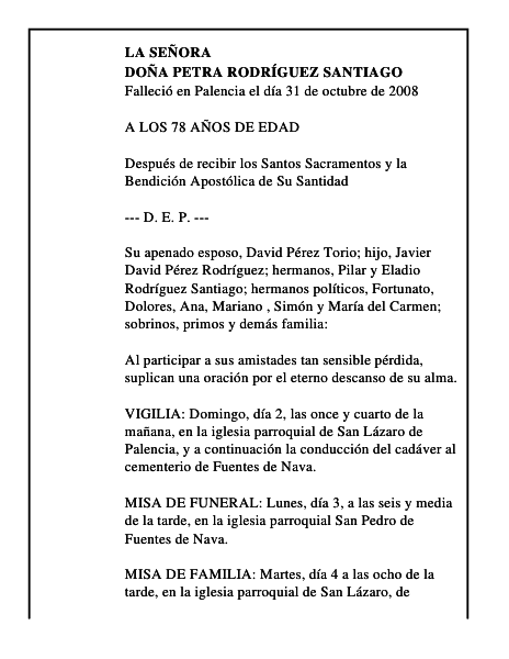 DOÑA PETRA RODRÍGUEZ SANTIAGO