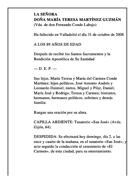 DOÑA MARÍA TERESA MARTÍNEZ GUZMÁN