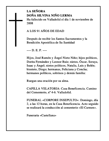 DOÑA SILVINA NIÑO LERMA