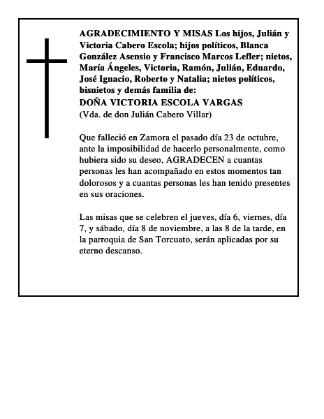 DOÑA VICTORIA ESCOLA VARGAS