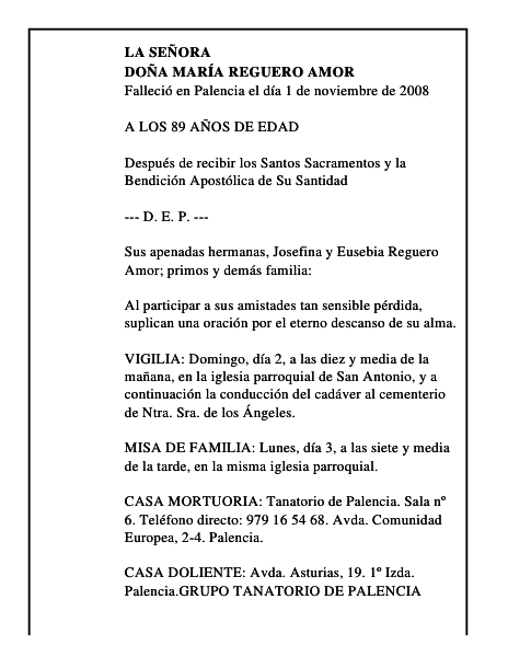 DOÑA MARÍA REGUERO AMOR
