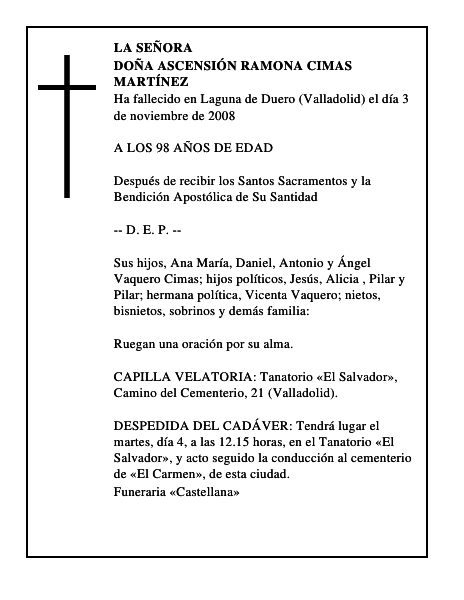 DOÑA ASCENSIÓN RAMONA CIMAS MARTÍNEZ