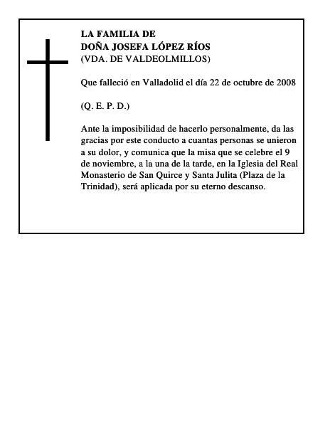 DOÑA JOSEFA LÓPEZ RÍOS