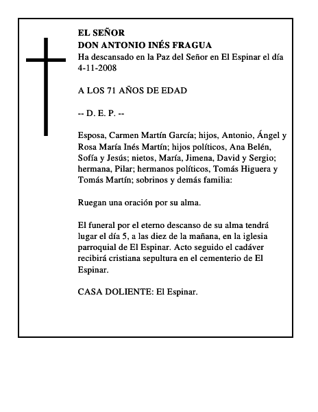 DON ANTONIO INÉS FRAGUA