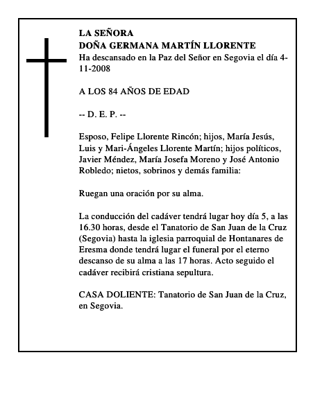 DOÑA GERMANA MARTÍN LLORENTE