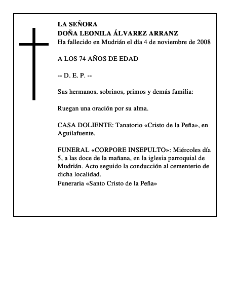 DOÑA LEONILA ÁLVAREZ ARRANZ