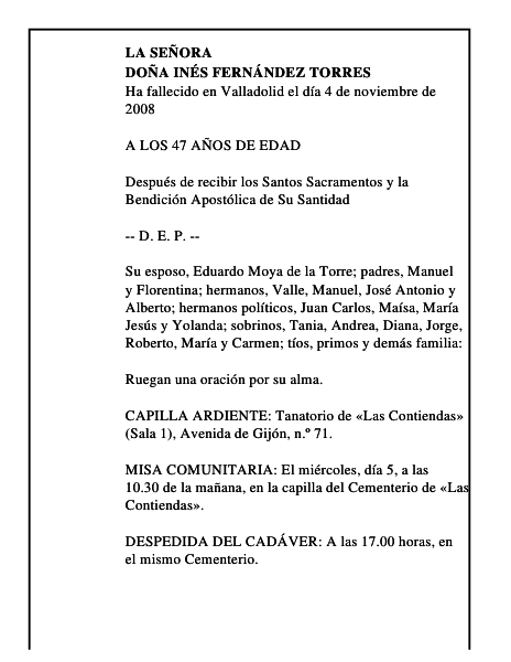 DOÑA INÉS FERNÁNDEZ TORRES