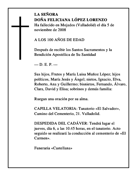DOÑA FELICIANA LÓPEZ LORENZO
