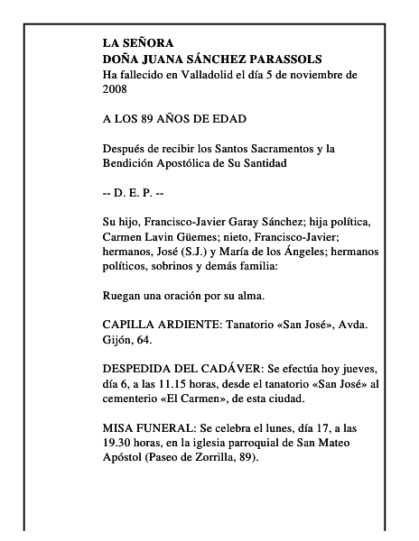 DOÑA JUANA SÁNCHEZ PARASSOLS