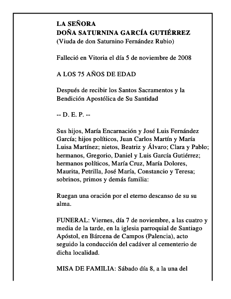DOÑA SATURNINA GARCÍA GUTIÉRREZ