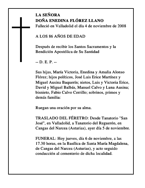DOÑA ENEDINA FLÓREZ LLANO