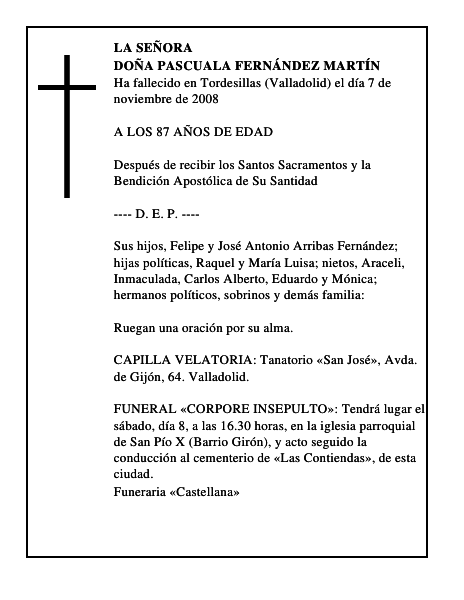 DOÑA PASCUALA FERNÁNDEZ MARTÍN