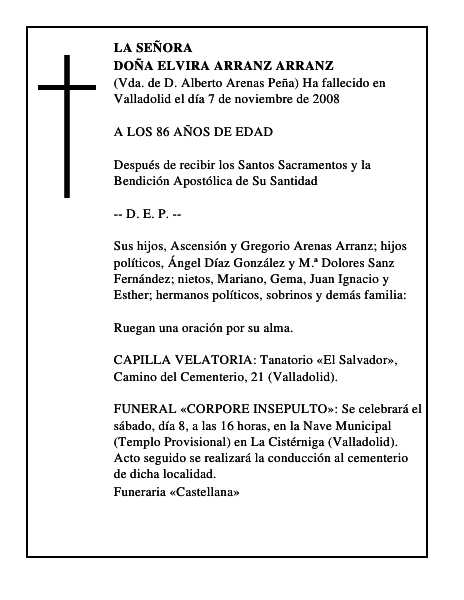 DOÑA ELVIRA ARRANZ ARRANZ