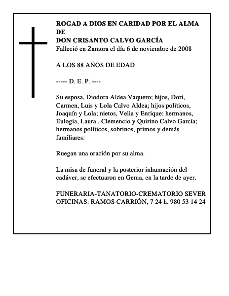 DON CRISANTO CALVO GARCÍA