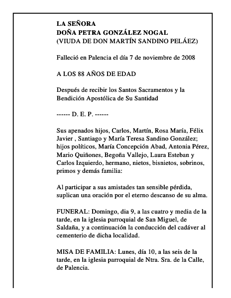 DOÑA PETRA GONZÁLEZ NOGAL