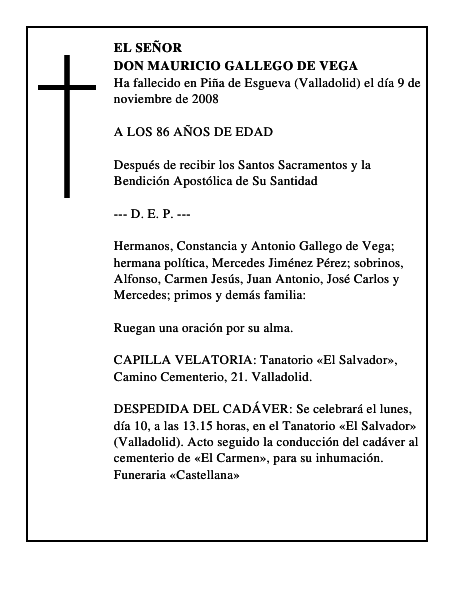 DON MAURICIO GALLEGO DE VEGA