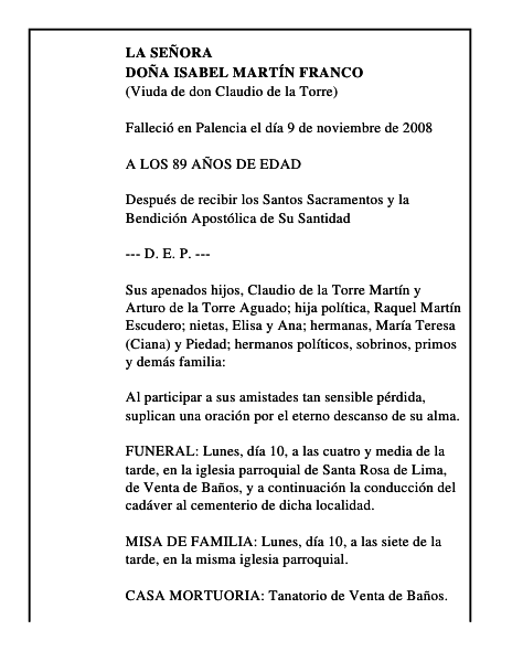 DOÑA ISABEL MARTÍN FRANCO
