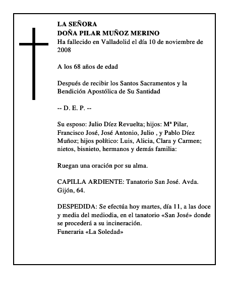 DOÑA PILAR MUÑOZ MERINO
