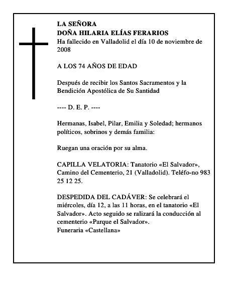 DOÑA HILARIA ELÍAS FERARIOS