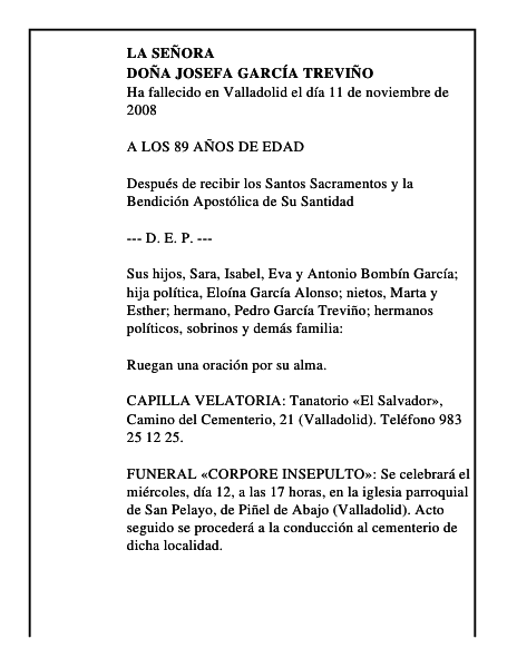 DOÑA JOSEFA GARCÍA TREVIÑO