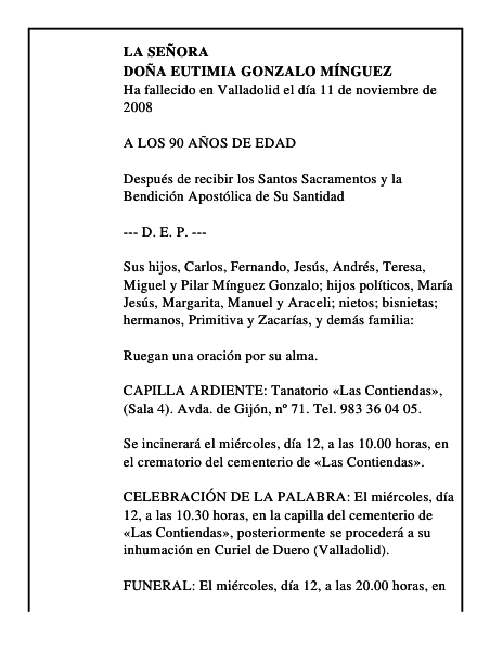 DOÑA EUTIMIA GONZALO MÍNGUEZ