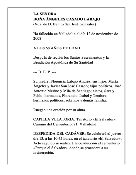 DOÑA ÁNGELES CASADO LABAJO