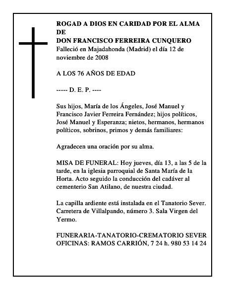 DON FRANCISCO FERREIRA CUNQUERO