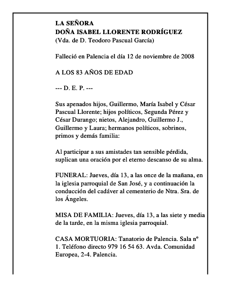 DOÑA ISABEL LLORENTE RODRÍGUEZ