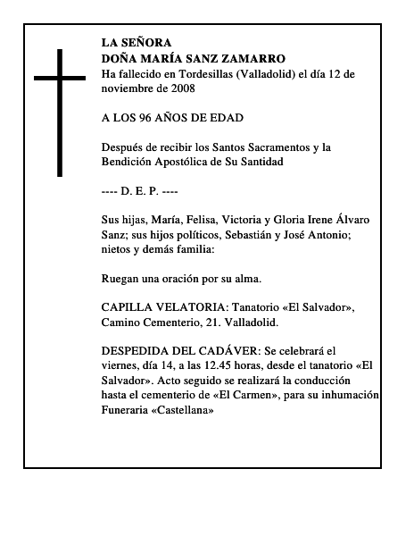 DOÑA MARÍA SANZ ZAMARRO