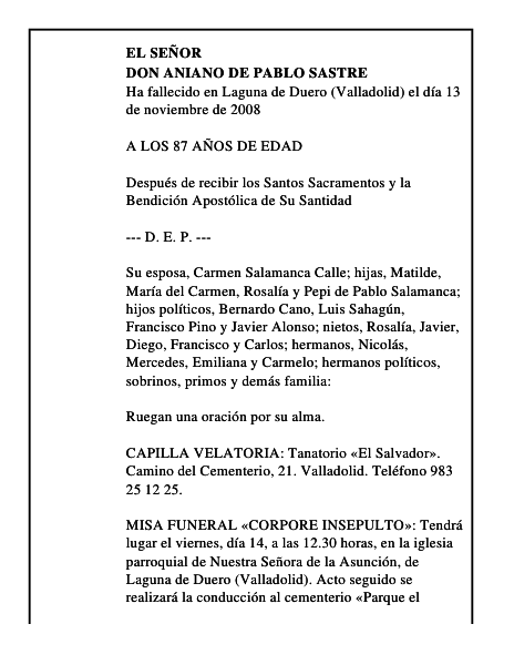 DON ANIANO DE PABLO SASTRE