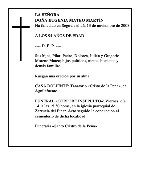 DOÑA EUGENIA MATEO MARTÍN
