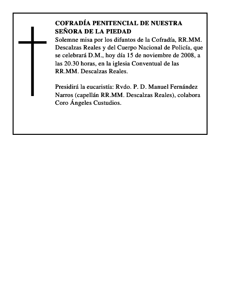 COFRADÍA PENITENCIAL DE NUESTRA SEÑORA DE LA PIEDAD