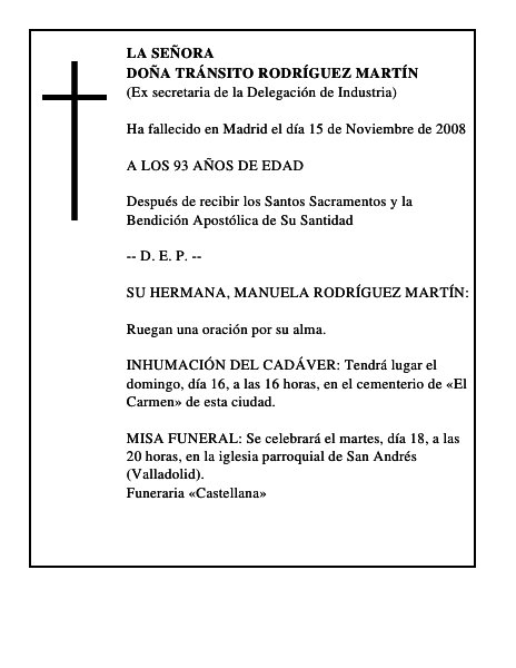 DOÑA TRÁNSITO RODRÍGUEZ MARTÍN