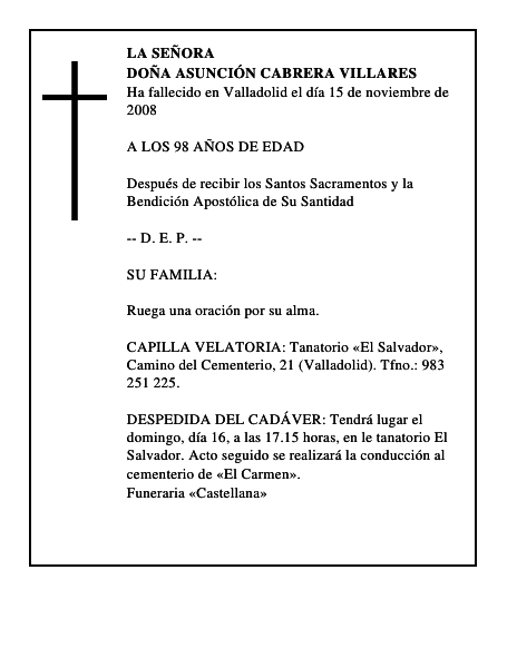 DOÑA ASUNCIÓN CABRERA VILLARES