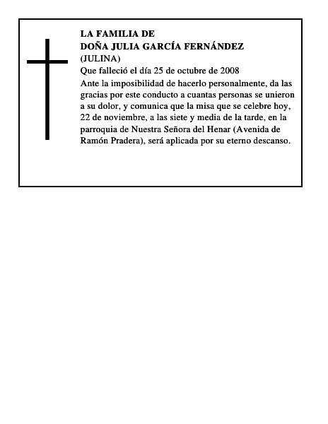 DOÑA JULIA GARCÍA FERNÁNDEZ