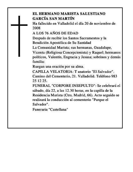 EL HERMANO MARISTA SALUSTIANO GARCÍA SAN MARTÍN