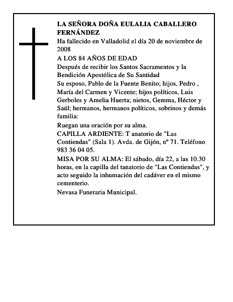 LA SEÑORA DOÑA EULALIA CABALLERO FERNÁNDEZ