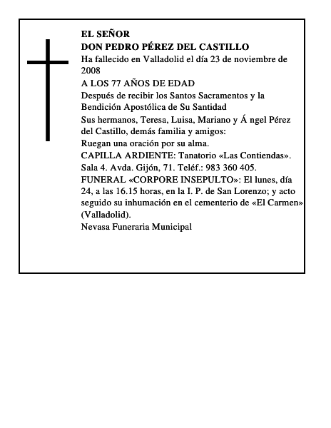 DON PEDRO PÉREZ DEL CASTILLO