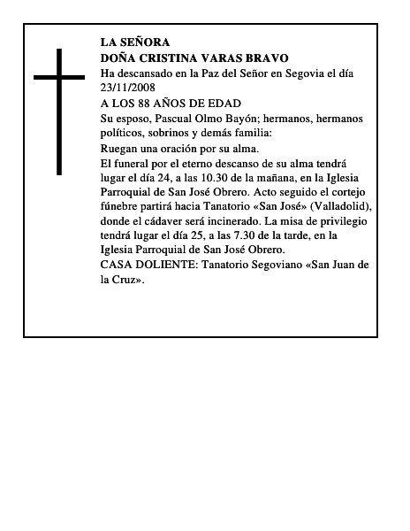 DOÑA CRISTINA VARAS BRAVO
