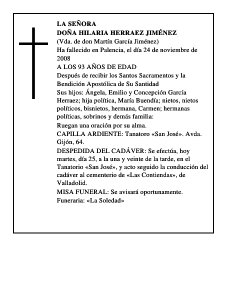 DOÑA HILARIA HERRAEZ JIMÉNEZ