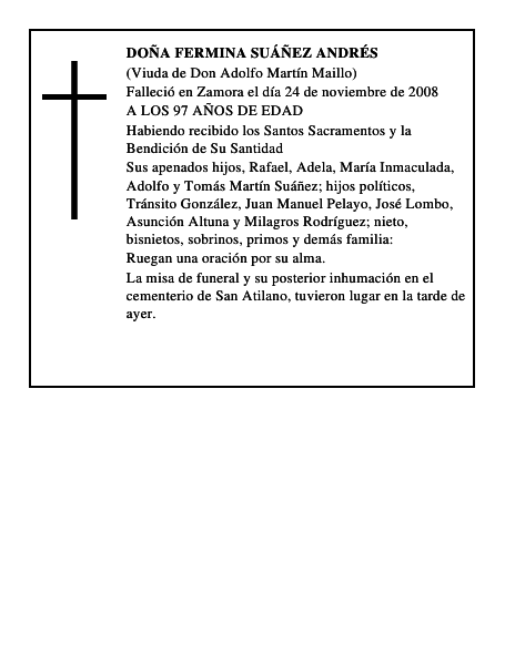 DOÑA FERMINA SUÁÑEZ ANDRÉS