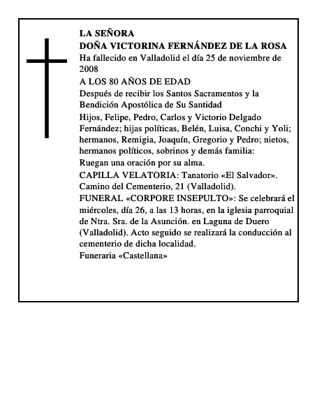 DOÑA VICTORINA FERNÁNDEZ DE LA ROSA